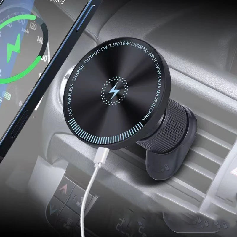 AutoGlow™ Mag-Safe 15W Fast-Charge Magnetic Car Mount