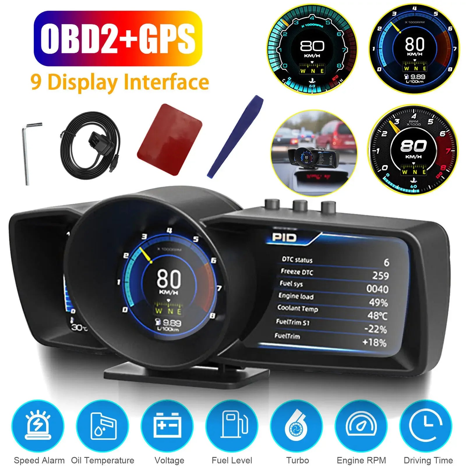 UltraVision Dual Screen HUD – Advanced Car Performance & Speed Display System