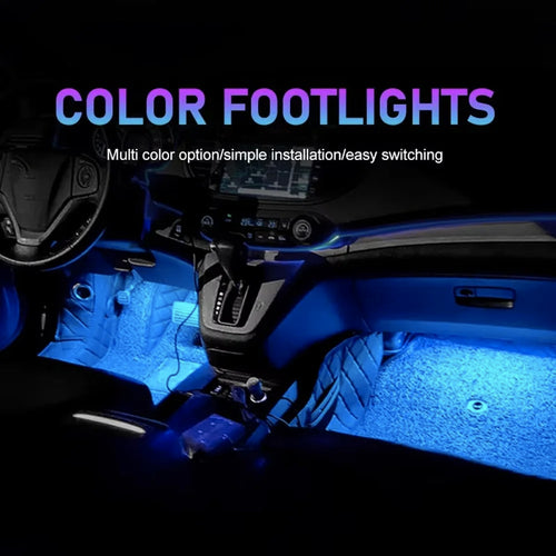 24LED Car Interior Ambient Foot Strip Light Kit Backlight 5V USB Auto Decorative Atmosphere Neon Lamp Vehicle Accessories