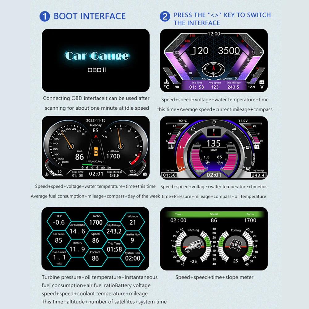 AutoGlow™ Pro-HUD Digital Speedometer & Diagnostics