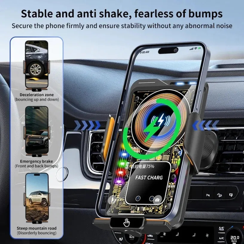 AutoGlow™ Ultra-Charge 66W Hybrid Magnetic & Auto-Clamp Mount