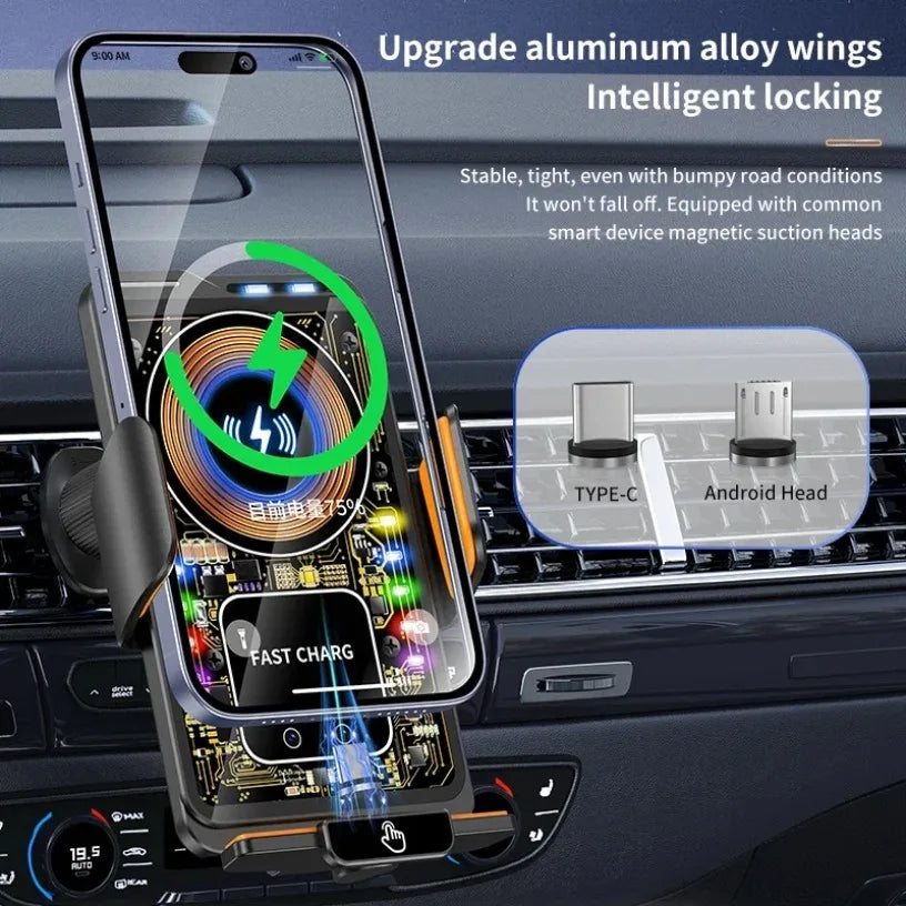 AutoGlow™ Ultra-Charge 66W Hybrid Magnetic & Auto-Clamp Mount