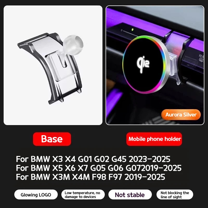 For BMW 2 3 4 5 7 8 series X3X5X6X7 IX G20 G60 G70 G45 G05 G06 G07 G30 F44 Car Magnetic wireless charging phone holder accessory