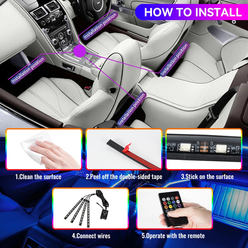AutoGlow™ Rhythm-Sync Interior Footwell Lighting Kit
