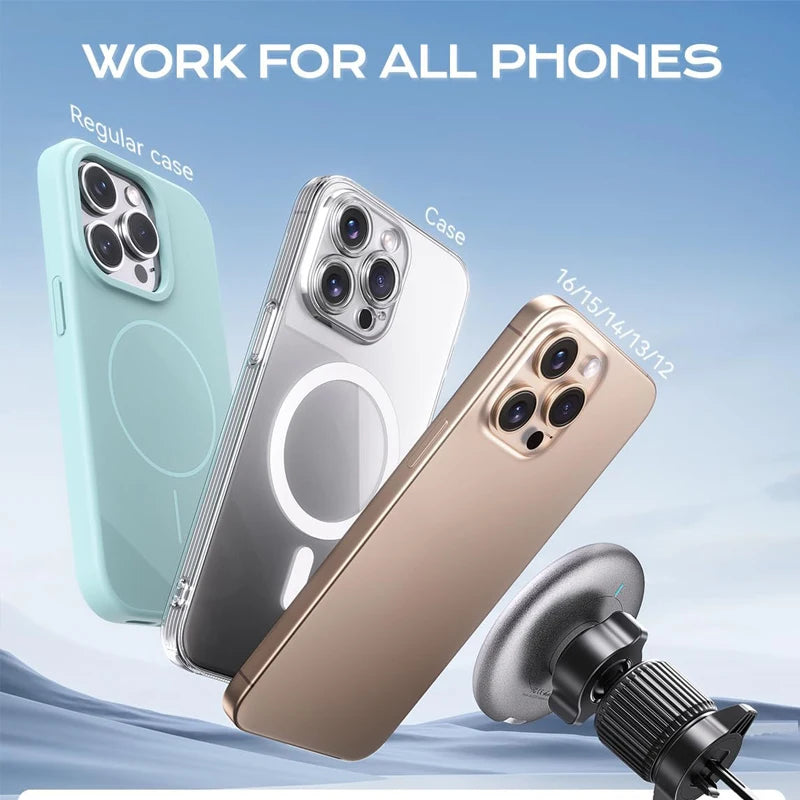 AutoGlow™ Mag-Safe 15W Fast-Charge Magnetic Car Mount