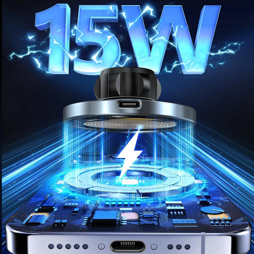 AutoGlow™ Mag-Safe 15W Fast-Charge Magnetic Car Mount