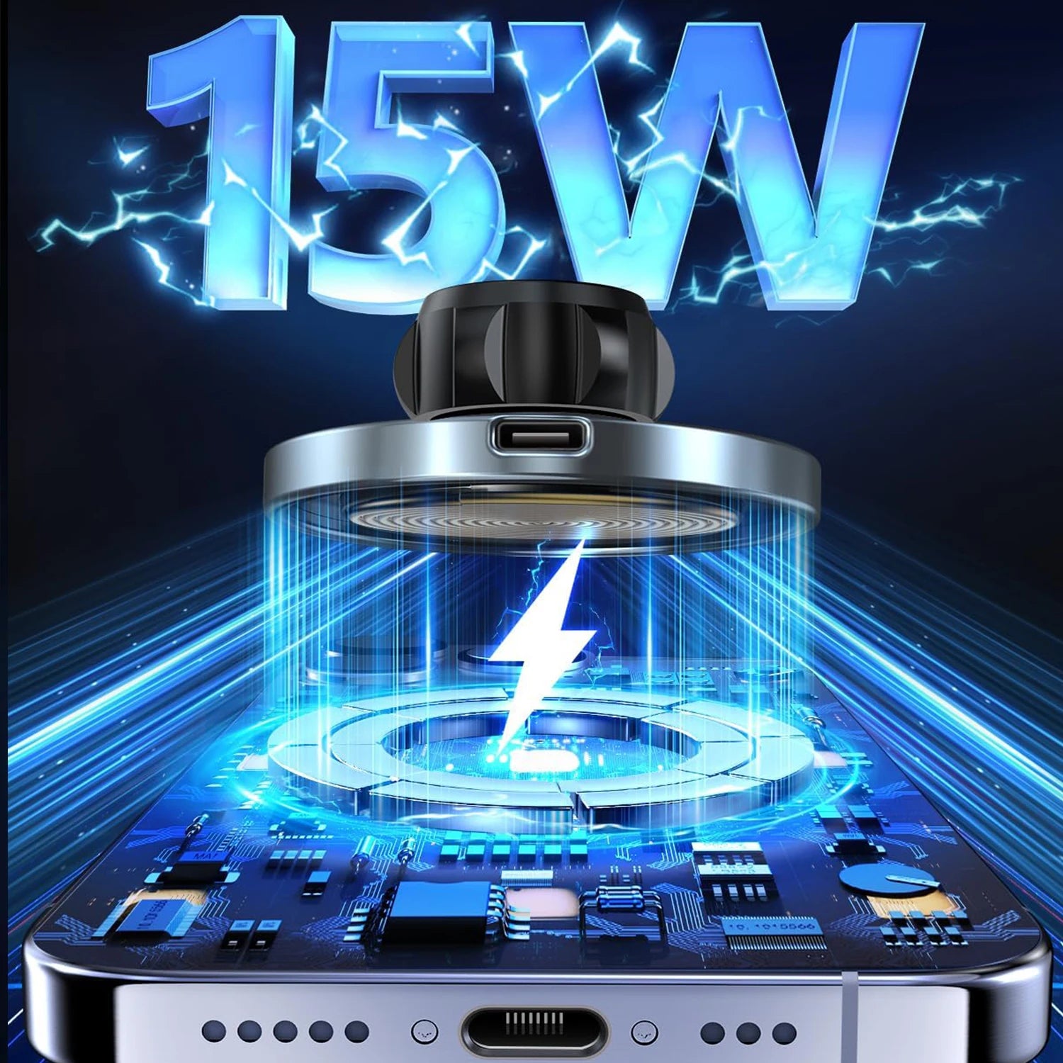 AutoGlow™ Mag-Safe 15W Fast-Charge Magnetic Car Mount