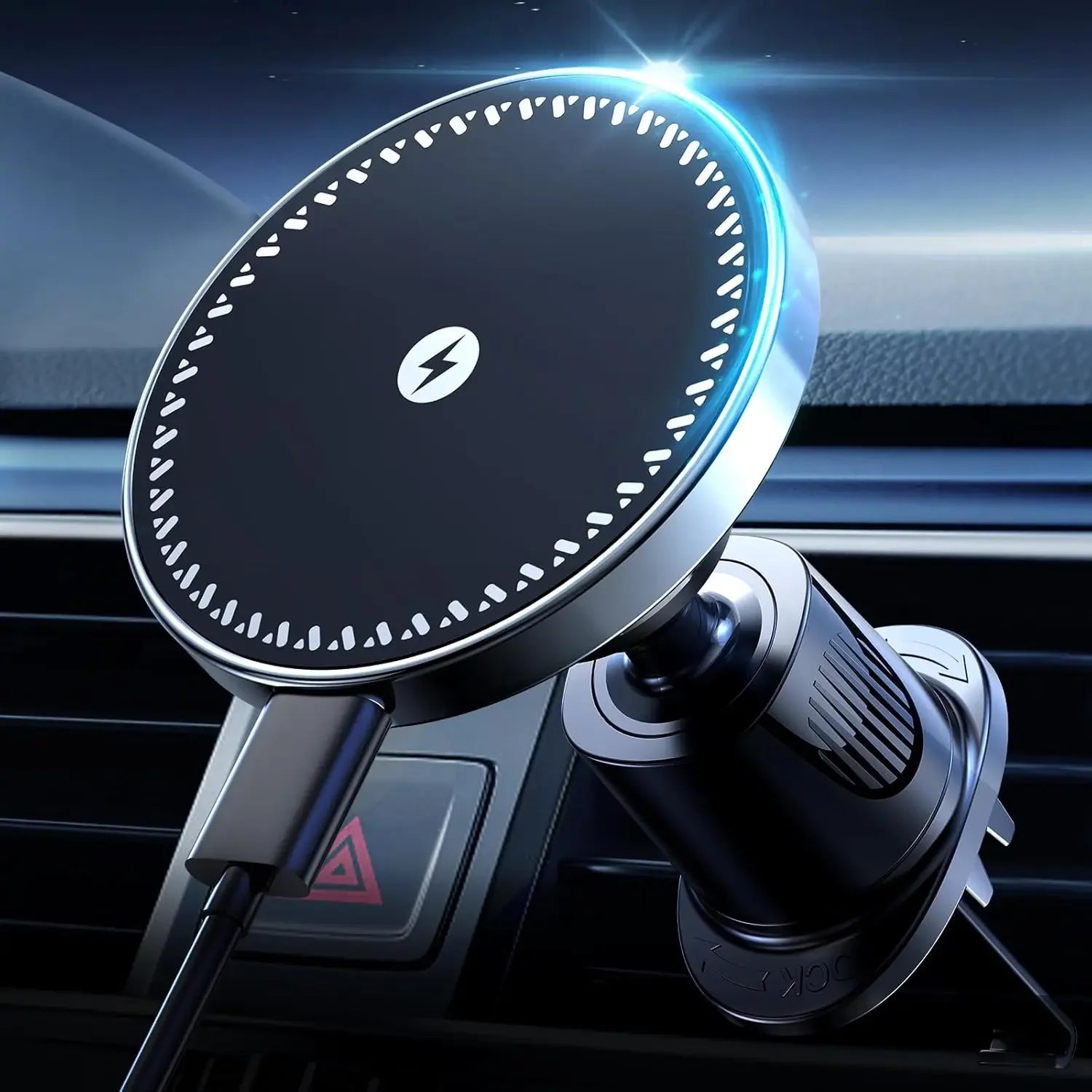 AutoGlow™ Mag-Safe 15W Fast-Charge Magnetic Car Mount