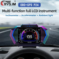P24 OBD + GPS HUD OBD Head Up Display Car on Board Computer Digital Speedometer Fuel Consumption Water Temp Voltage Slope Meter