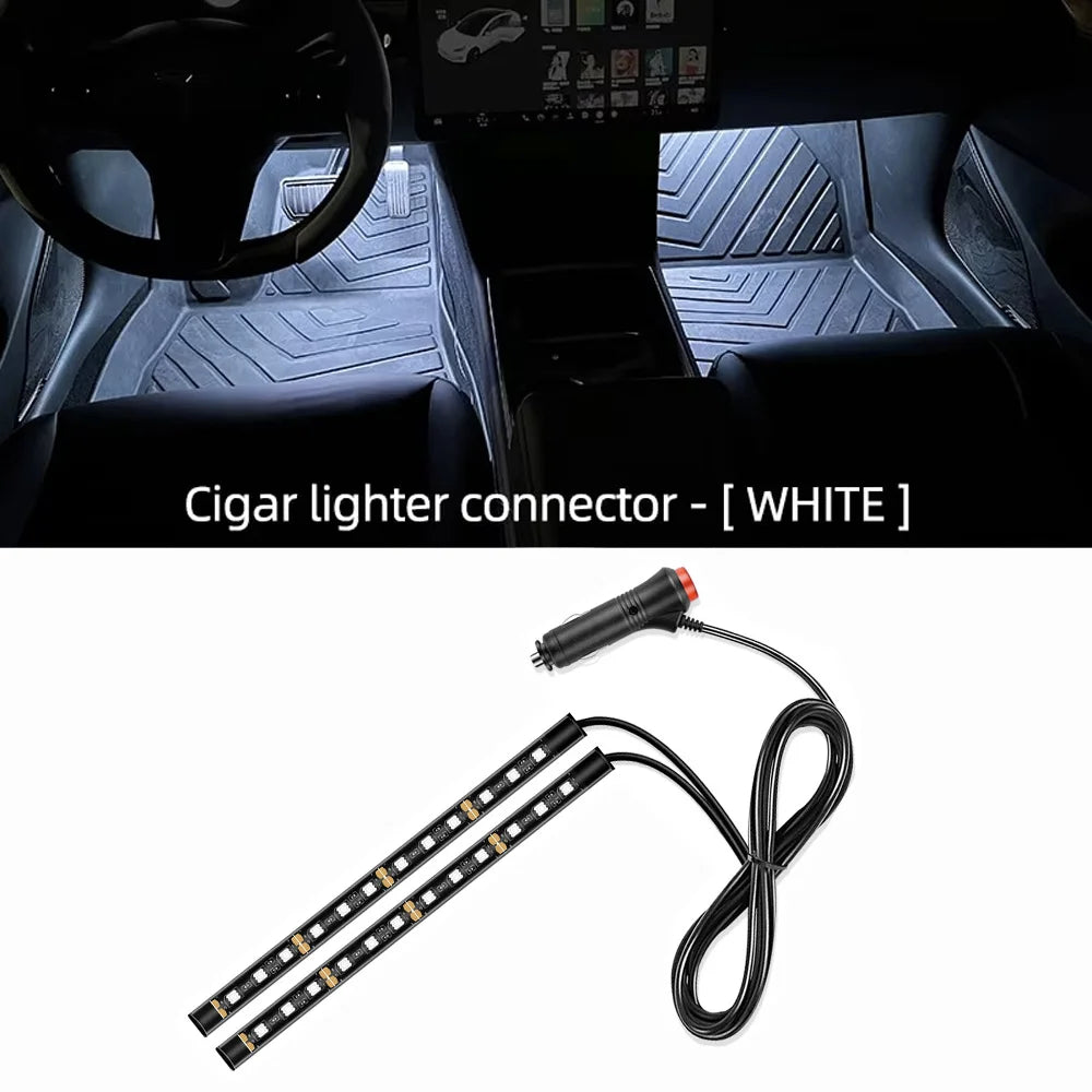 24LED Car Interior Ambient Foot Strip Light Kit Backlight 5V USB Auto Decorative Atmosphere Neon Lamp Vehicle Accessories
