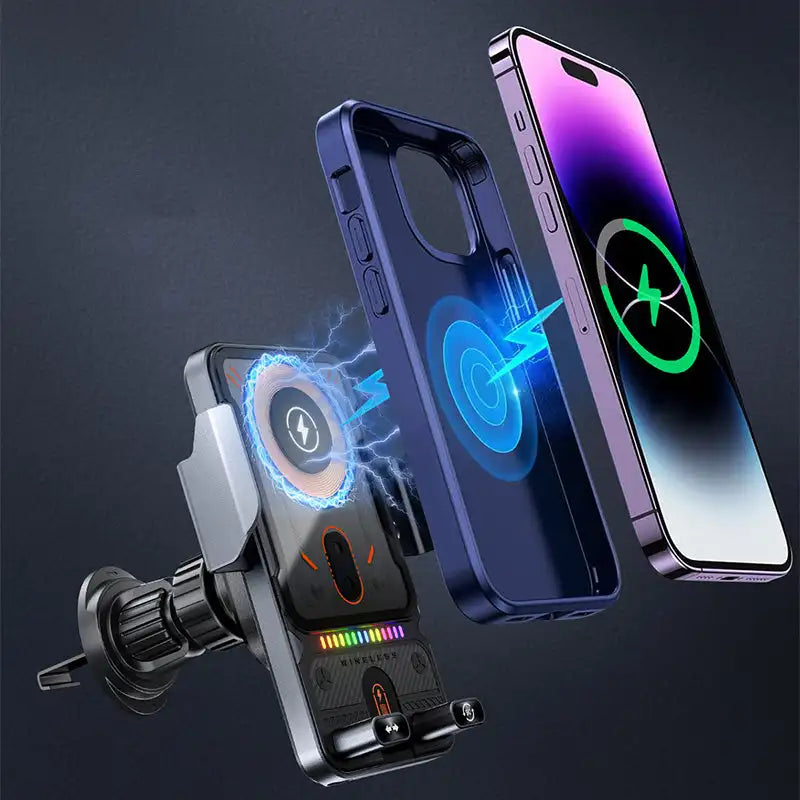 AutoGlow™ Smart-Clamp RGB 15W Wireless Charging Mount